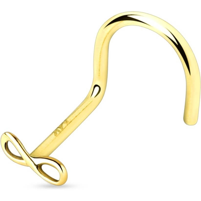 Solid Gold 14 Carat Nose Screw infinity