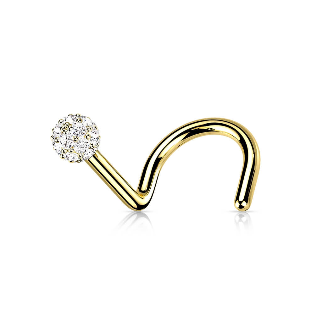 Solid Gold 14 Carat Nose Screw Zirconia