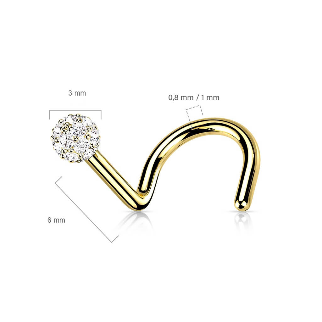 Solid Gold 14 Carat Nose Screw Zirconia