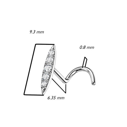 Oro 14kt Nariz Screw Circonita Elipse