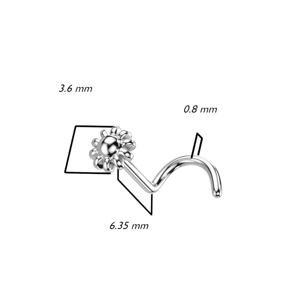 Oro 14 kt Screw Nasale Fiore 