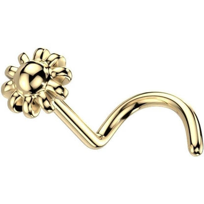 14 Karat Gold Nasenstecker Blume Gelbgold Weißgold