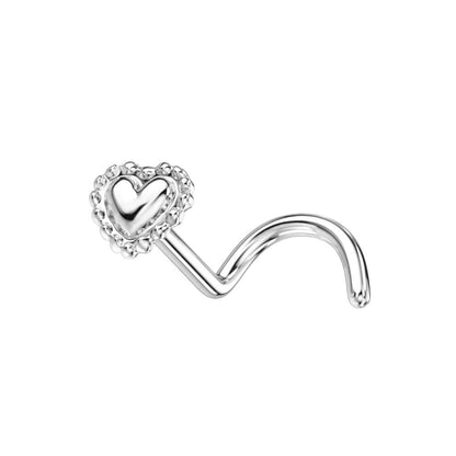 Oro 14 kt Screw Nasale Cuore 