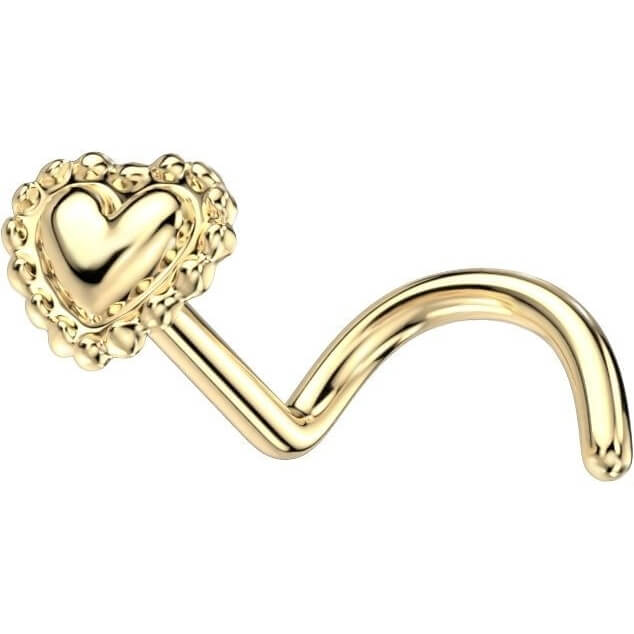 Oro 14kt Nariz Screw Corazón