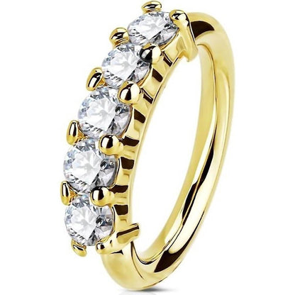 Solid Gold 14 Carat Ring 5 Zirconia Bendable