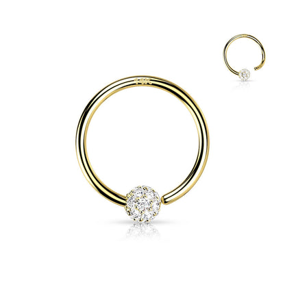 Oro 14 kt Anello Piercing Zircone  Pieghevole