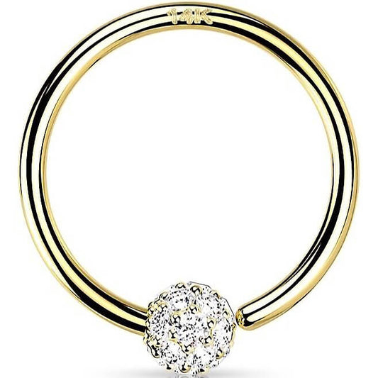 Oro 14kt Anillo Circonita Flexible