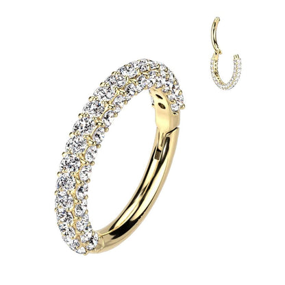 Solid Gold 14 Carat Ring Zirconia Clicker