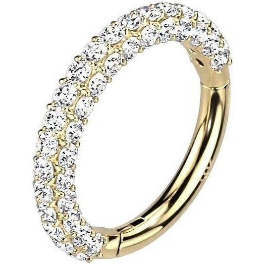 14 Karat Gold Ring Zirkonia Gelbgold Weißgold Clicker