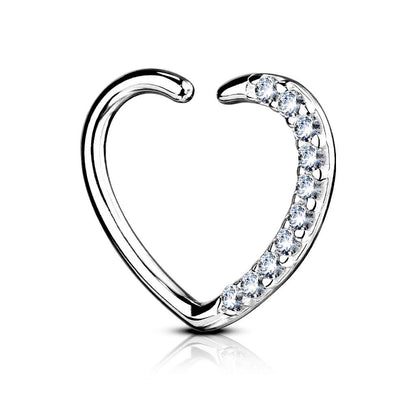 Or 14kt Anneau Coeur Zircone Pliable