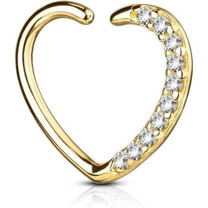 Or 14kt Anneau Coeur Zircone Pliable