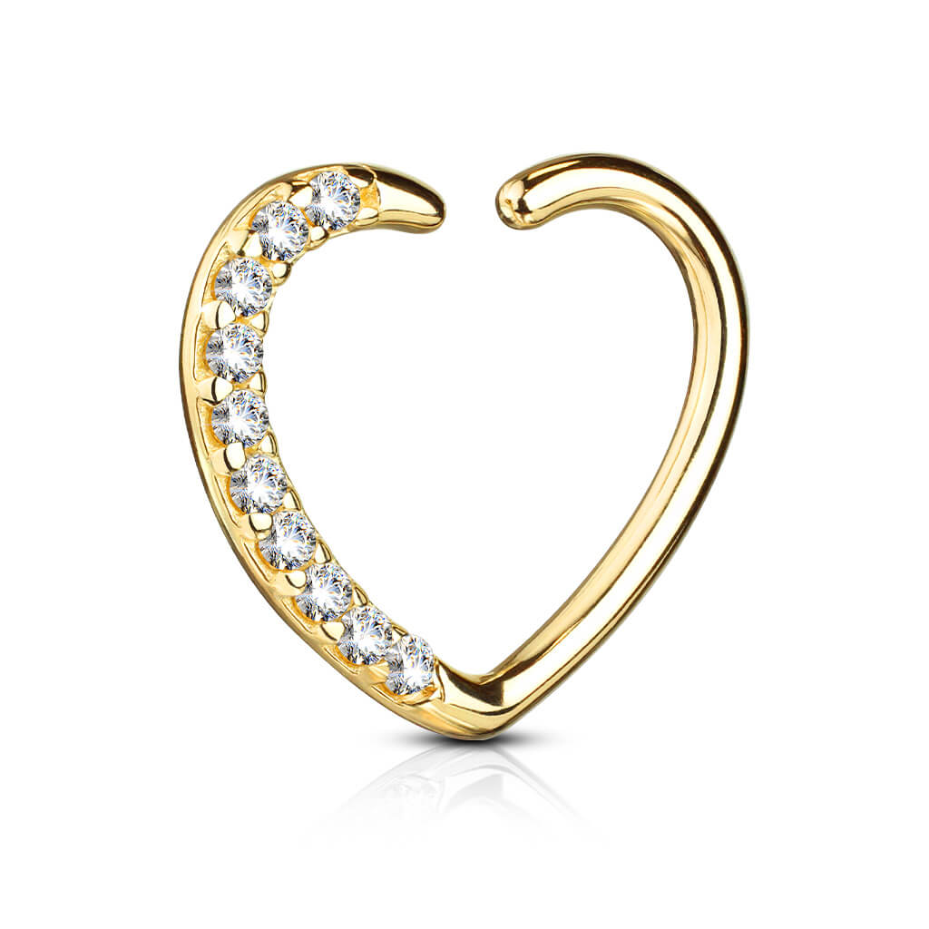 Solid Gold 14 Carat Ring Heart Zirconia Bendable