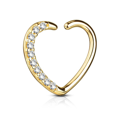 Oro 14kt Anillo Circonita corazón Flexible