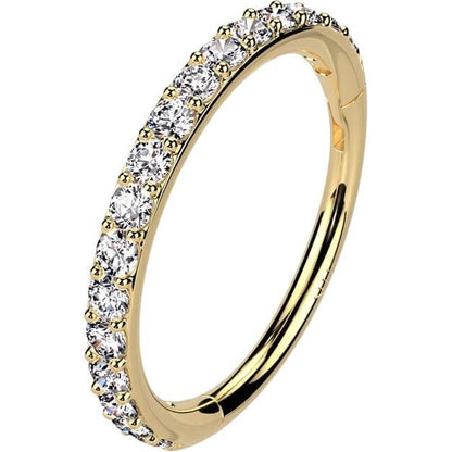 Oro 14kt Anillo Engaste de pave circonita Segment