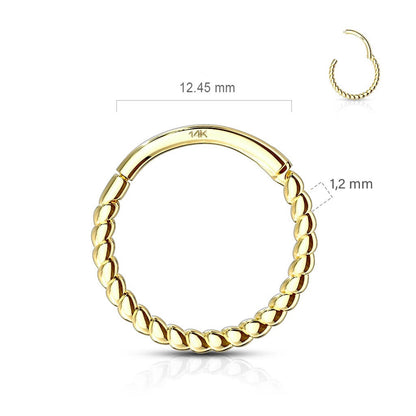 Solid Gold 14 Carat Ring Braided Clicker