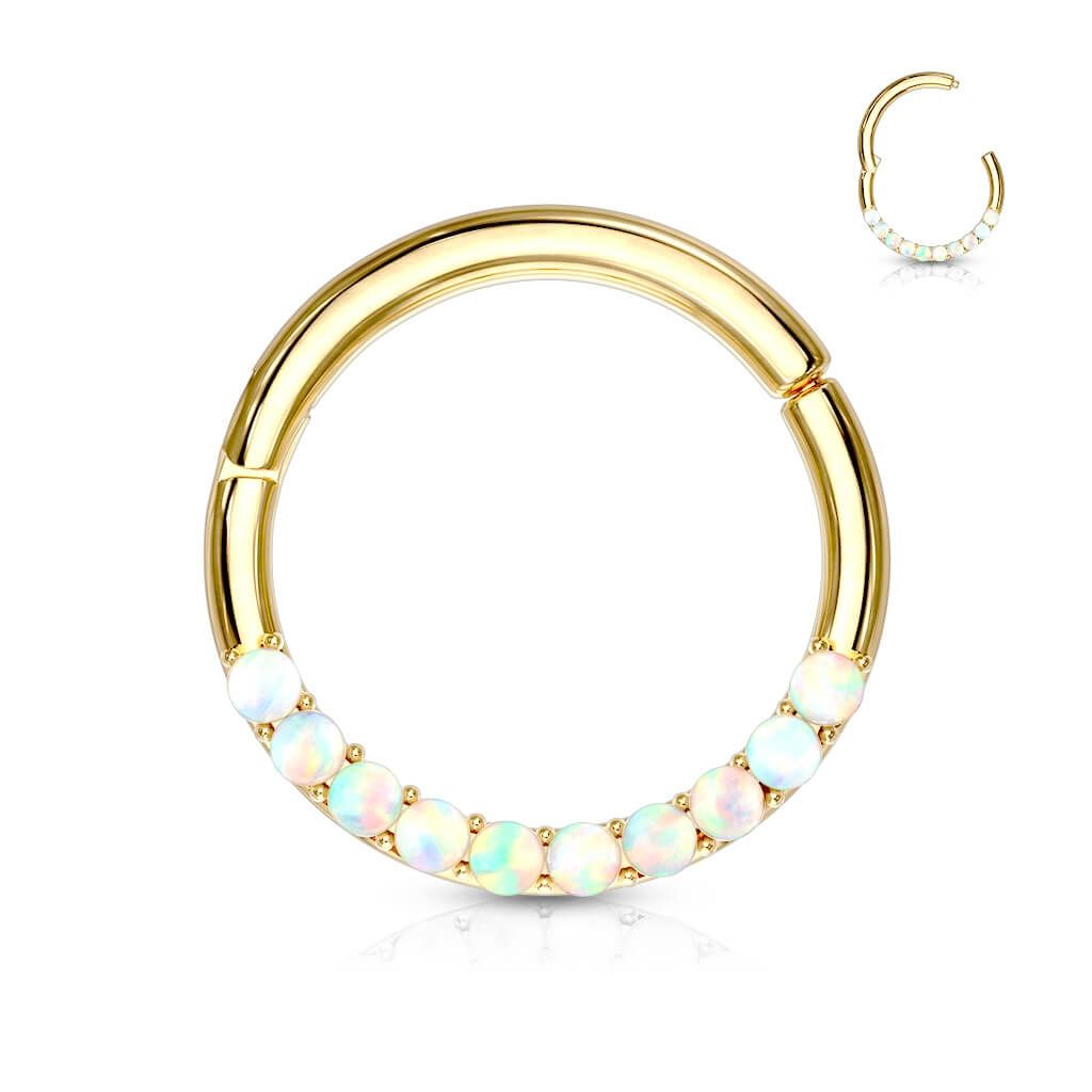 Oro 14 kt Anello Piercing Opali  Clicker