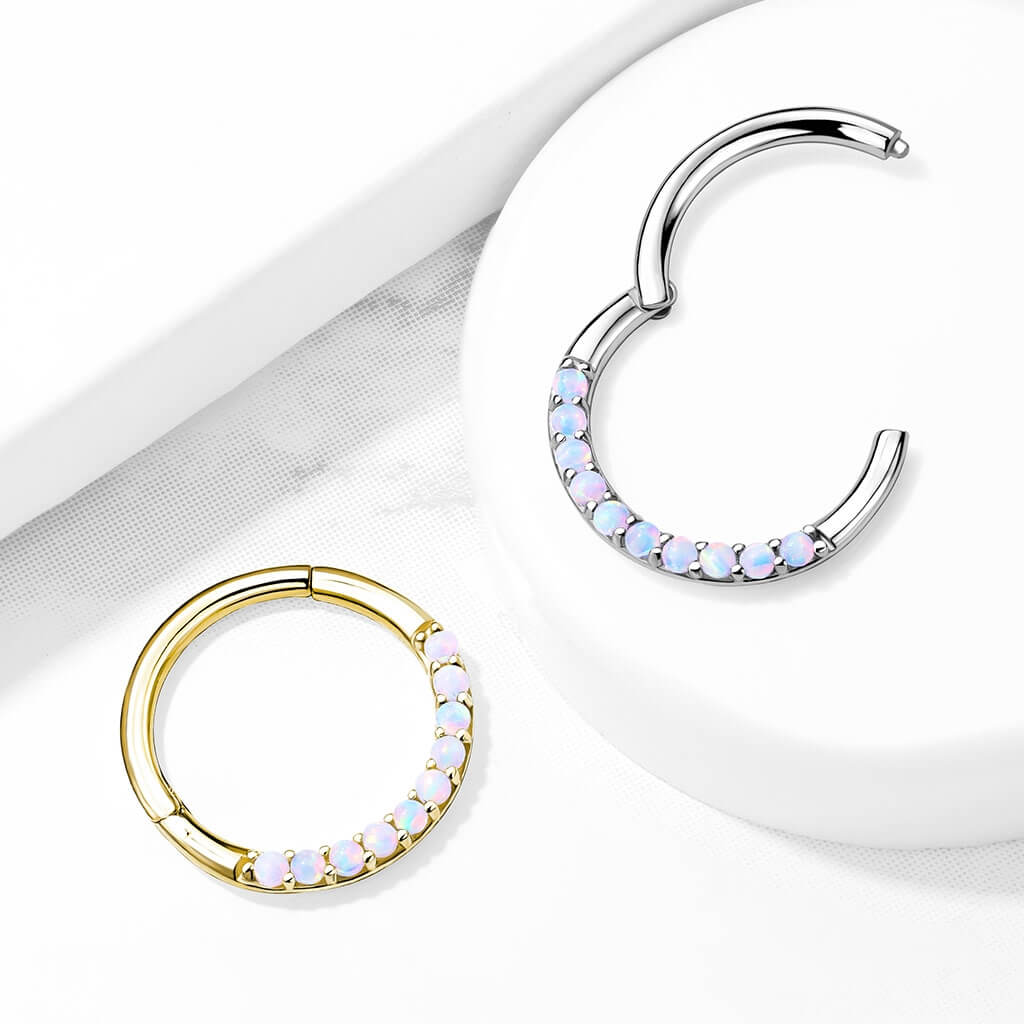 Oro 14 kt Anello Piercing Opali  Clicker