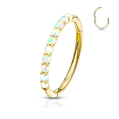 Oro 14 kt Anello Piercing Opali  Clicker