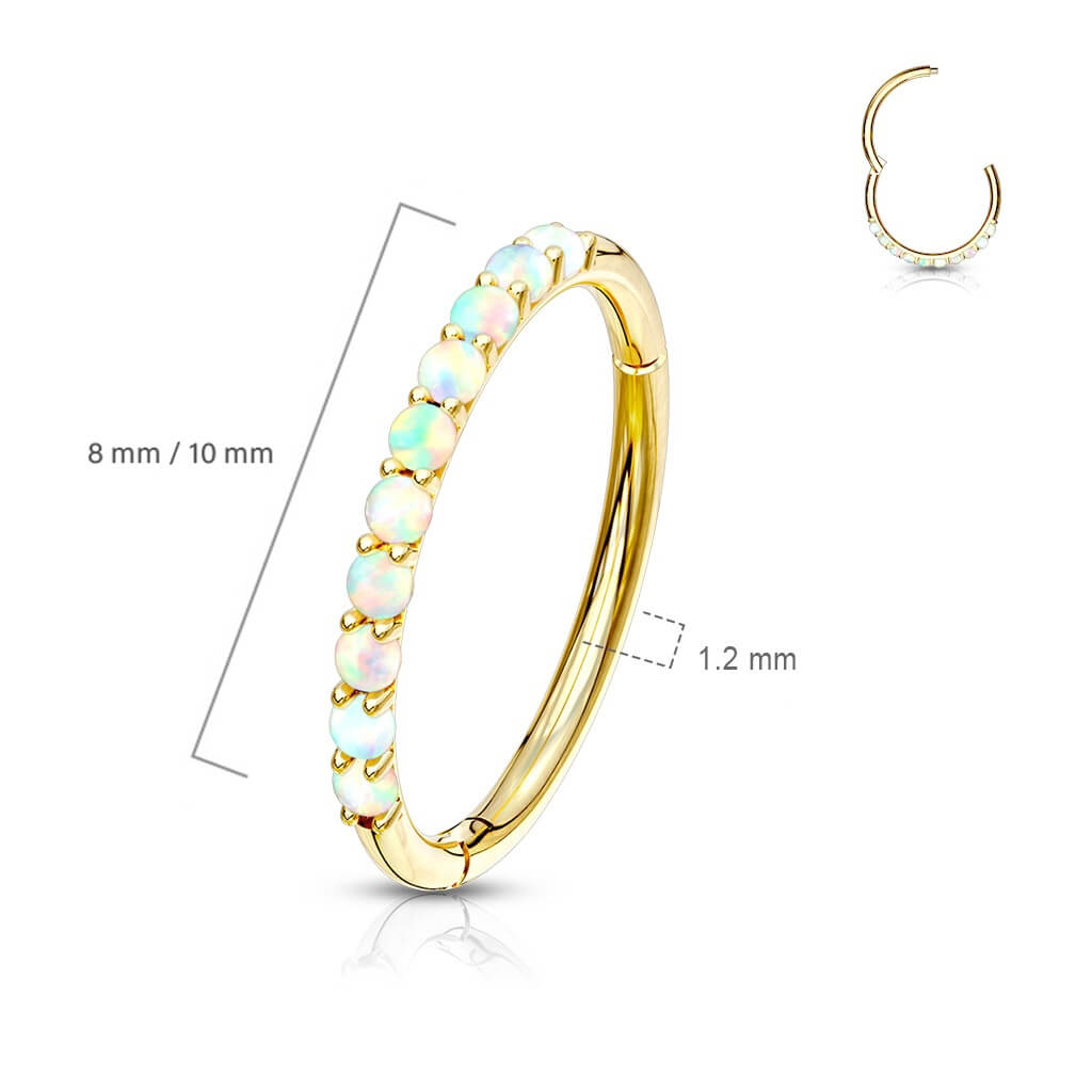 Oro 14 kt Anello Piercing Opali  Clicker