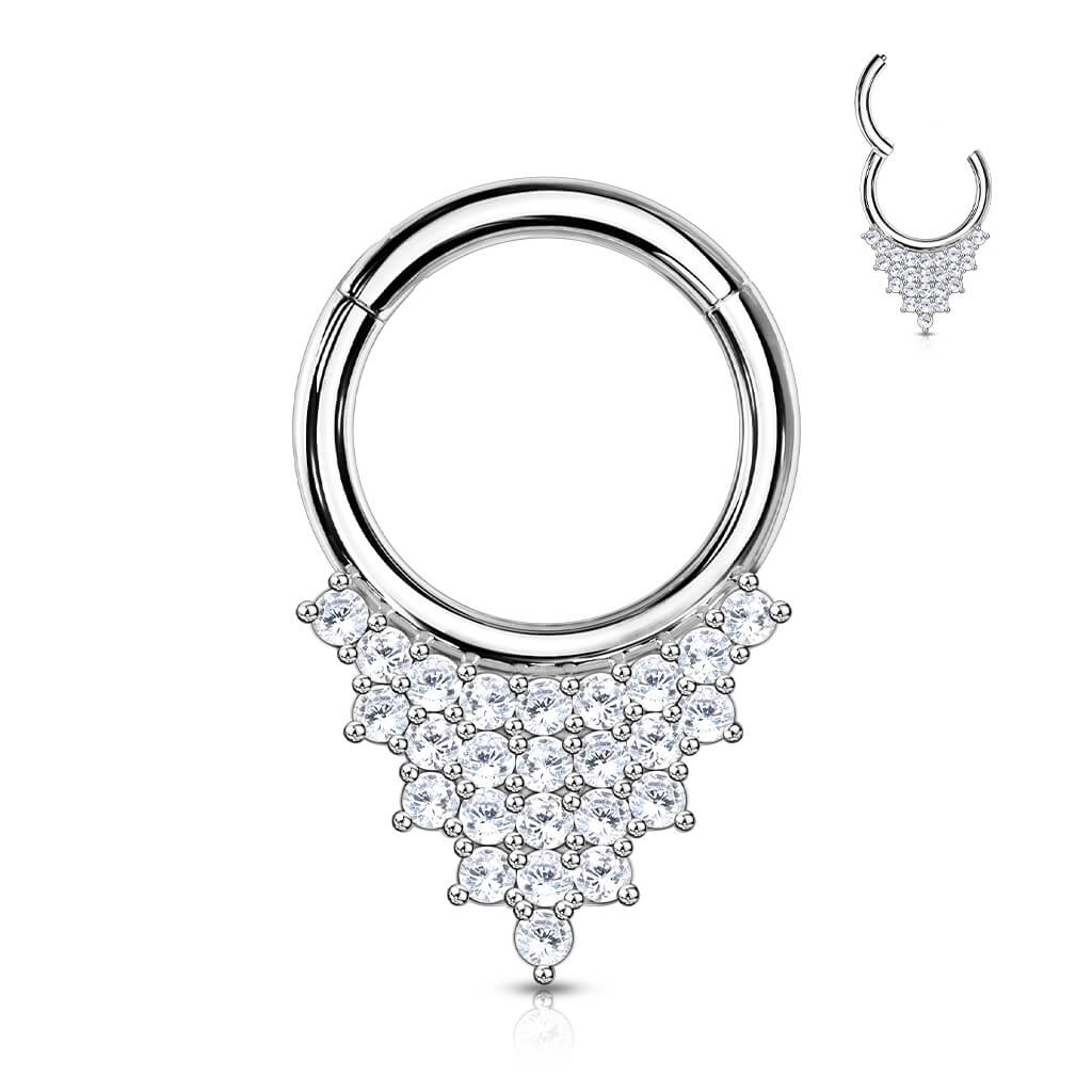 Solid Gold 14 Carat Septum Piercing Triangle Zirconia Clicker