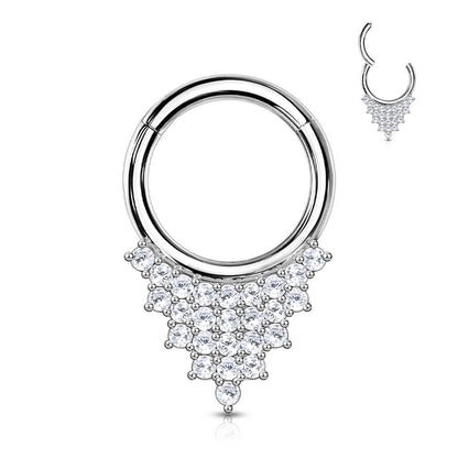 Oro 14 kt Piercing Septum  Triangolare di zirconi Clicker