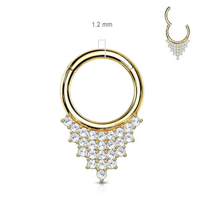 14 Karat Gold Septum Piercing Dreieck Zirkonia Gelbgold Weißgold Clicker