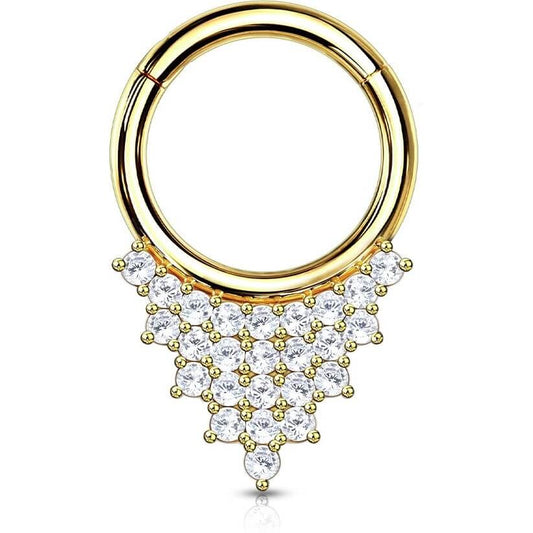 14 Karat Gold Septum Piercing Dreieck Zirkonia Gelbgold Weißgold Clicker