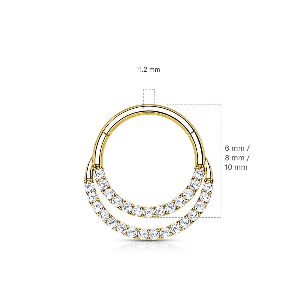 Oro 14 kt Anello Piercing Zirconi  Clicker