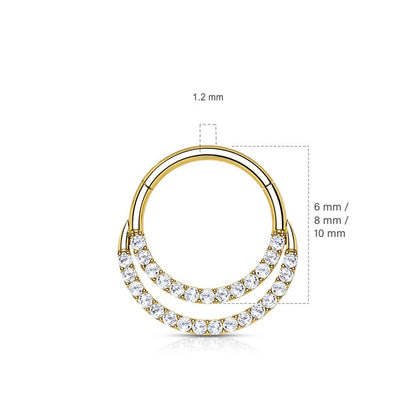 Oro 14 kt Anello Piercing Zirconi  Clicker