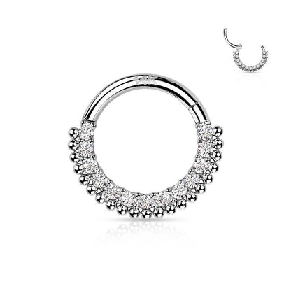 Oro 14 kt Anello Piercing Zirconi Clicker