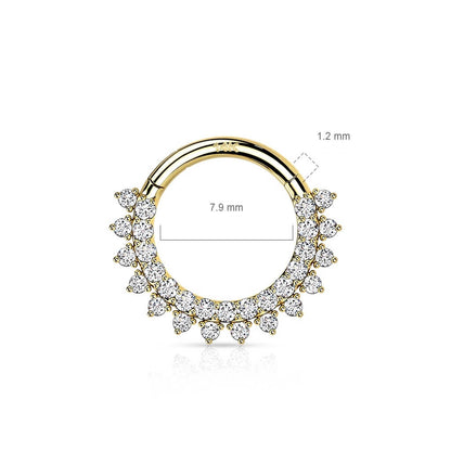 Solid Gold 14 Carat Ring Zirconia Clicker