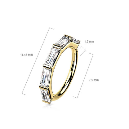 14 Karat Gold Ring Zirkonia Baguette Clicker