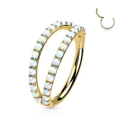 Solid Gold 14 Carat Ring Zirconia Clicker