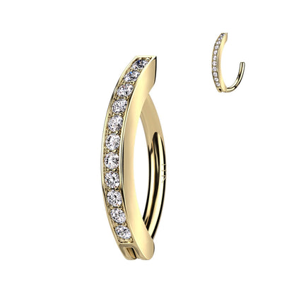 Oro 14 kt Piercing Ombelico Top-down in zirconi Clicker