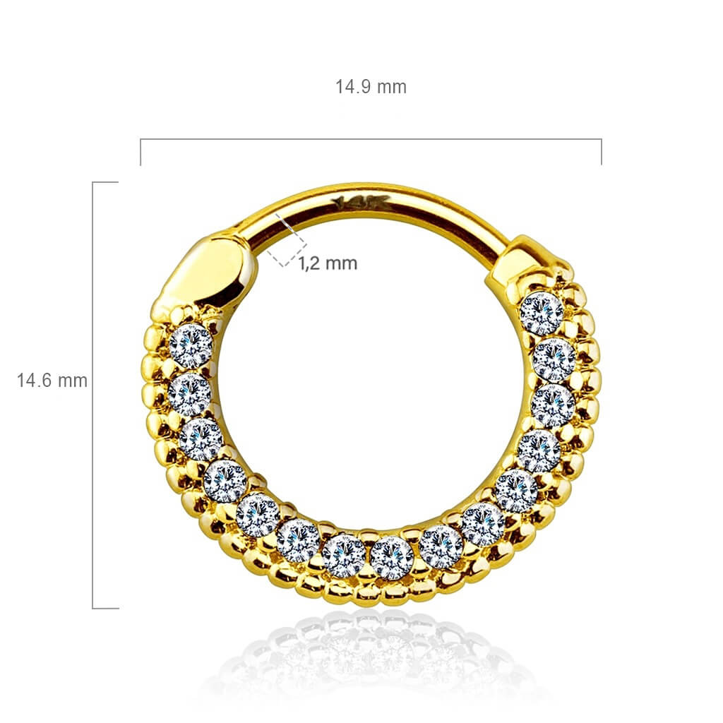 14 Karat Gold Septum Piercing Zirkonia Gelbgold Weißgold Clicker