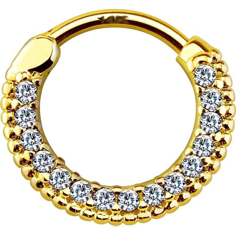 14 Karat Gold Septum Piercing Zirkonia Gelbgold Weißgold Clicker