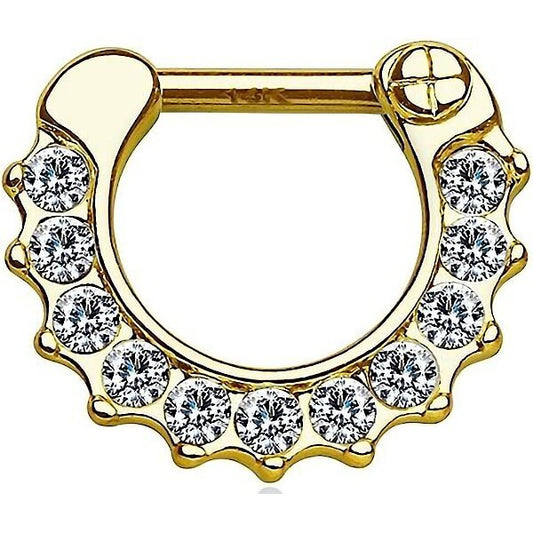 Oro 14kt Septum Piercing Circonita recta Clicker