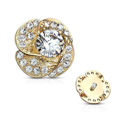 Solid Gold 14 Carat Rose Zirconia Internally Threaded