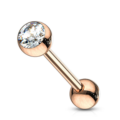 Zungenpiercing Kugel Zirkonia Roségold PVD