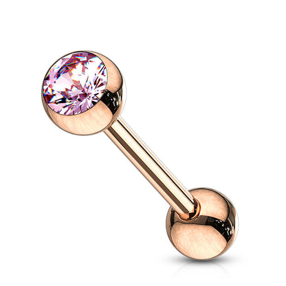 Zungenpiercing Kugel Zirkonia Roségold PVD