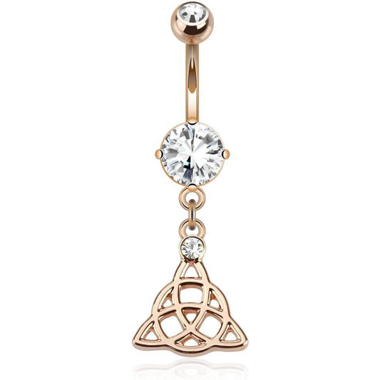 Piercing Nombril Pendentif Triquetra Zircone Rose