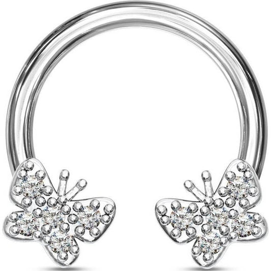 Horseshoe Butterflies Zirconia Silver