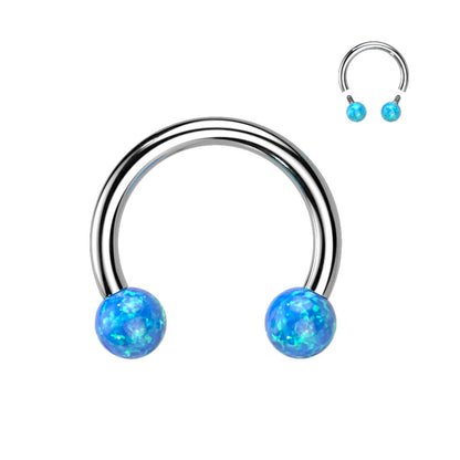 Hufeisen Piercing Kugel Opal