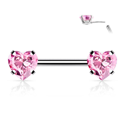 Nipple Piercing Heart Zirconia Push-In