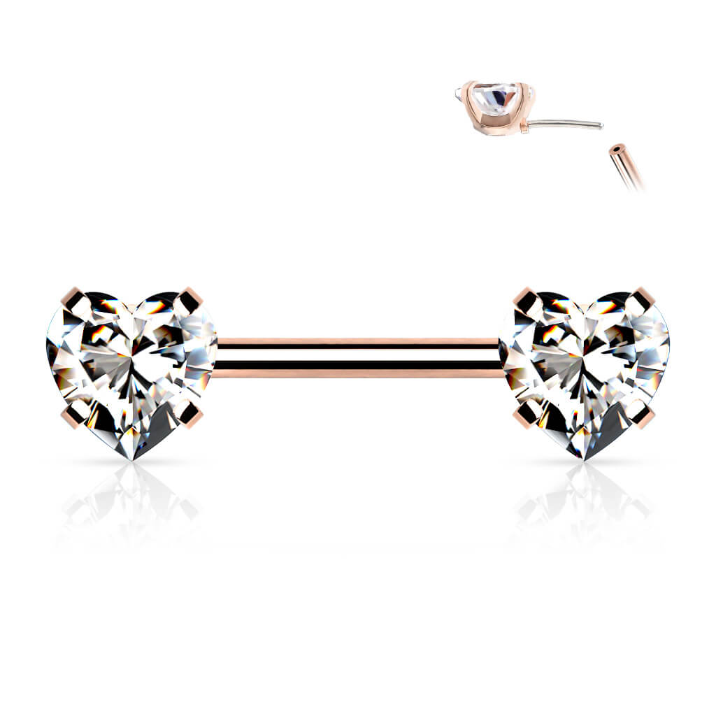 Nipple Piercing Heart Zirconia Push-In