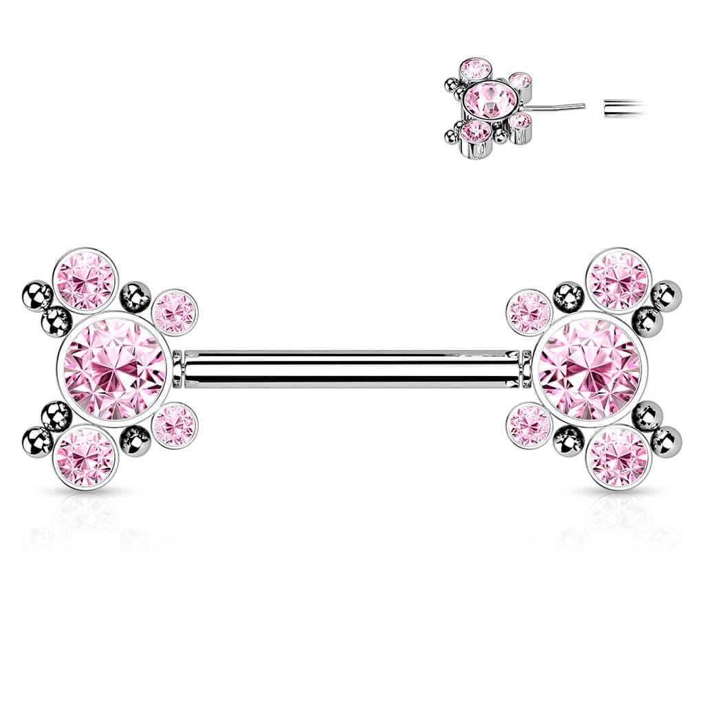 Nipple Piercing Butterflies Zirconia Silver Push-In