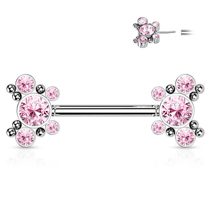 Nipple Piercing Butterflies Zirconia Silver Push-In