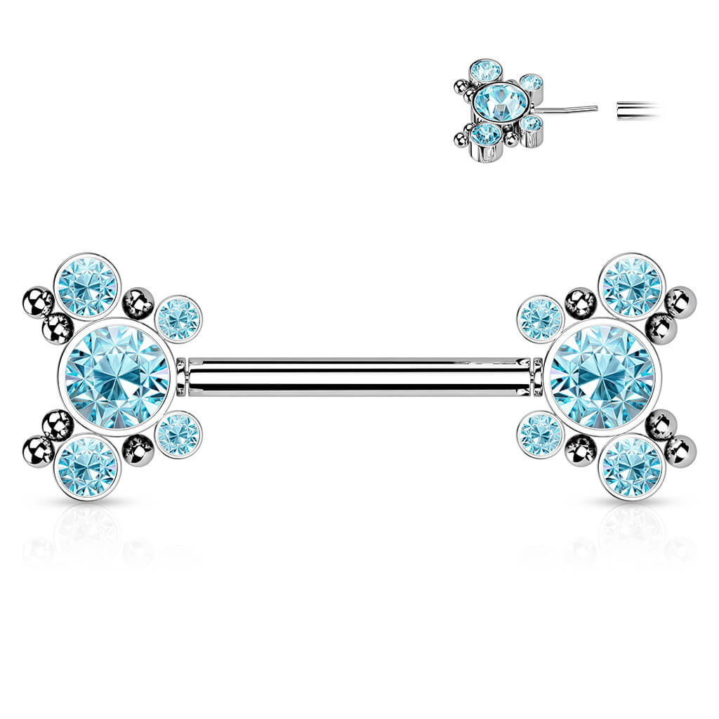 Nipple Piercing Butterflies Zirconia Silver Push-In