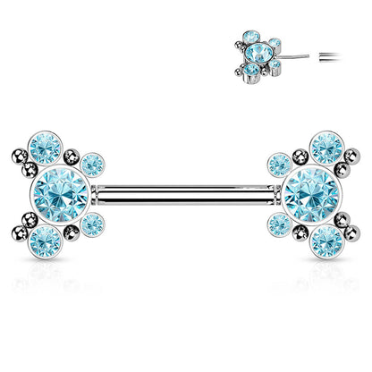 Nipple Piercing Butterflies Zirconia Silver Push-In