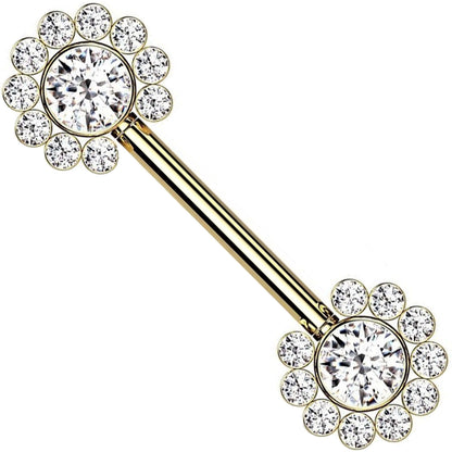 Nipple Piercing Flower Zirconia Push-In